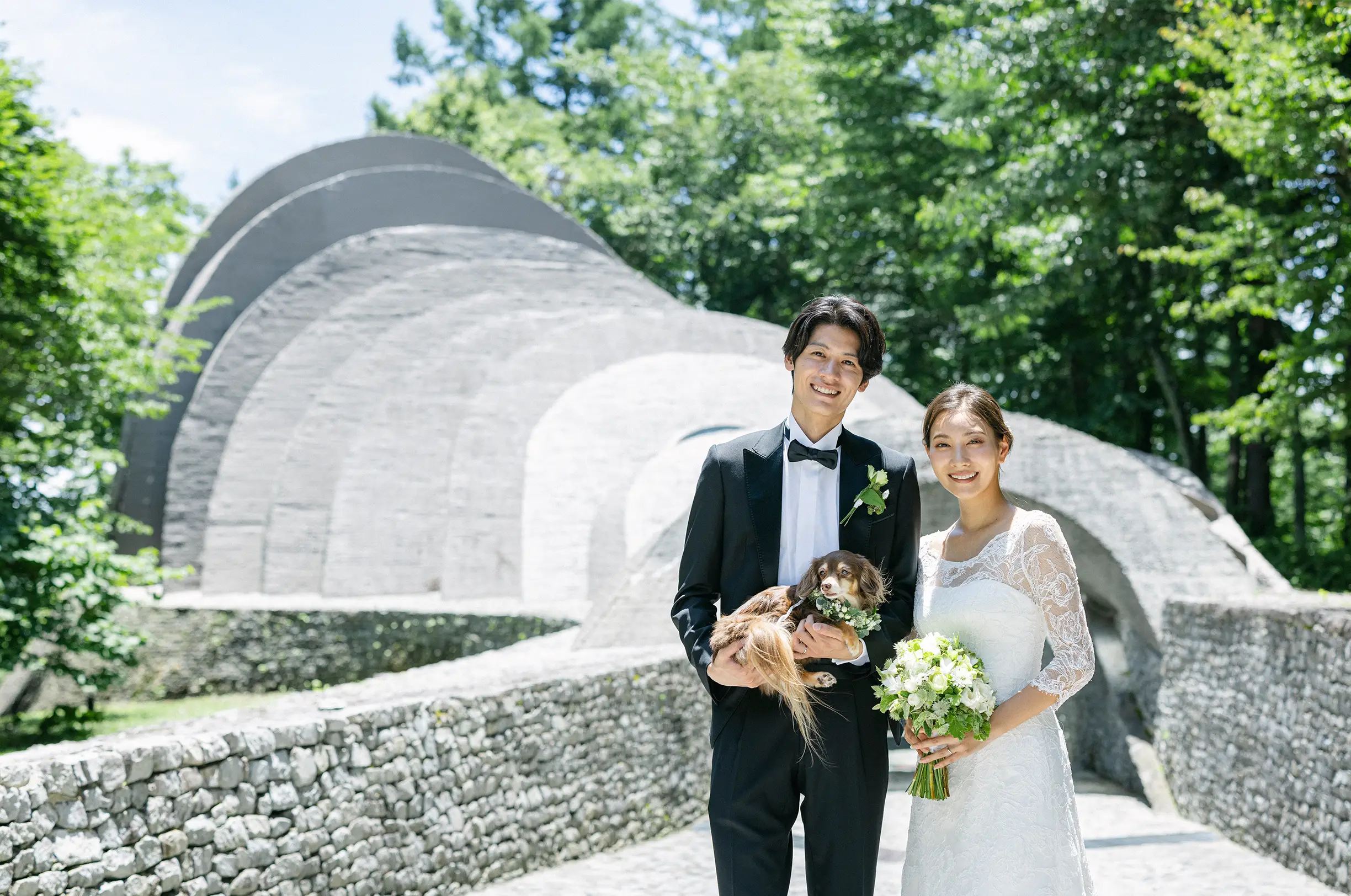 写真：愛犬と記念撮影